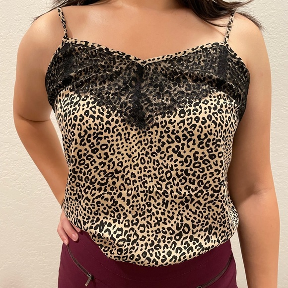 Candie’s Cheetah Print Lace Cami Top - Picture 1 of 5